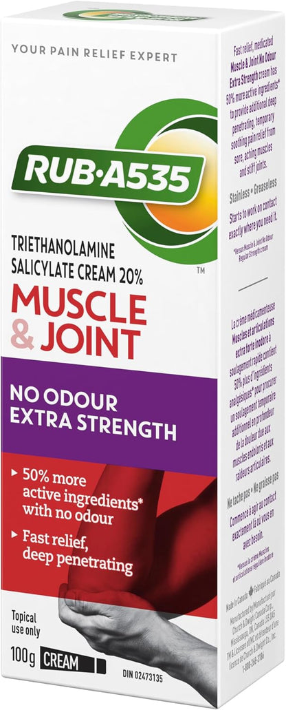 RUB A535 ULTRA STRENGTH NO ODOUR CREAM For Deep Penetrating Relief of Muscle, Joint & Arthritic Pain 100 g
