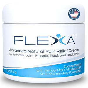 FLEXA Natural Relief Cream - Use on Muscles, Back, Neck, and Joints - with Arnica, Menthol, MSM, Ilex Leaf, and Tea Tree Oil - 3 Oz Jar FLEXABuy Supplements Australia