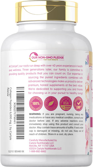 Carlyle Collagen Peptides with Vitamin C | 6000mg | 120 Caplets | Grass Fed Type II & III | Beauty Formula | Non-GMO, Gluten Free Supplement Carlyle buy supplements Au