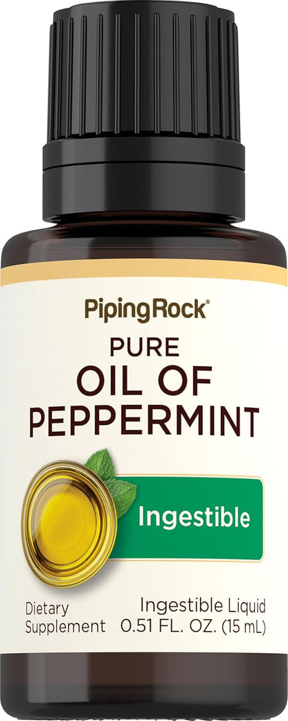 Piping Rock Peppermint Oil | 15 ml Drops | Pure Ingestible Liquid Supplement | Non-GMO, Gluten Free