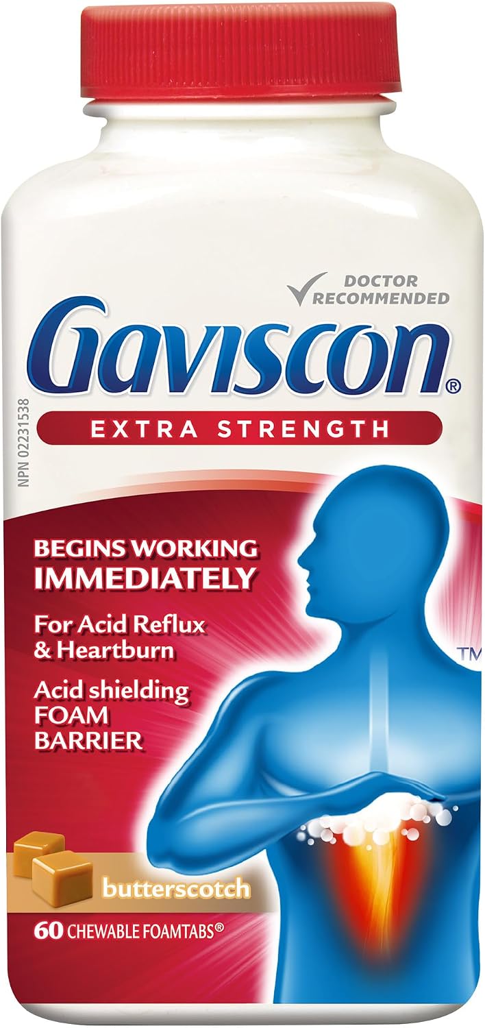 Gaviscon Extra Strength Butterscotch Antacid Tablets 60 Count