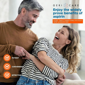 GeriCare Enteric Coated Aspirin Tablets 325mg (200 Count) NSAID Pain Reliever & Fever Reducer for Adults- Regular Strength Aspirin for Headache Arthritis Menstrual & Muscle Pain GeriCareBuy Supplements Australia