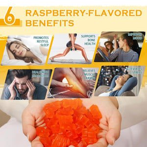 Magnesium Glycinate Gummies 1000mg - Sugar Free Magnesium Potassium Supplement with Vitamin D, B6, CoQ10 for Calm Mood & Sleep Support - 60 Orange Gummies ElevateLifeBuy Supplements Australia
