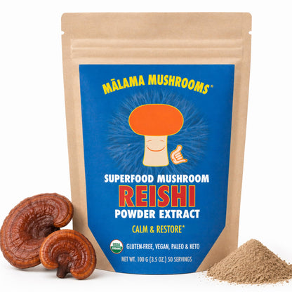 8-Mushroom Extract Powder by Malama, Organic Body Mushroom Blend Featuring Lion's Mane, Reishi, Cordyceps, Chaga, Turkey Tail, Superfood Adaptogenic