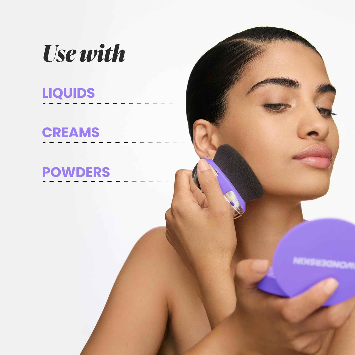 Wonderskin Dial-It-Up Brush – Adjustable 3-in-1 Makeup Brush for Foundation, Powder & Creams – Sheer to Full Coverage – Ergonomic Precision Design