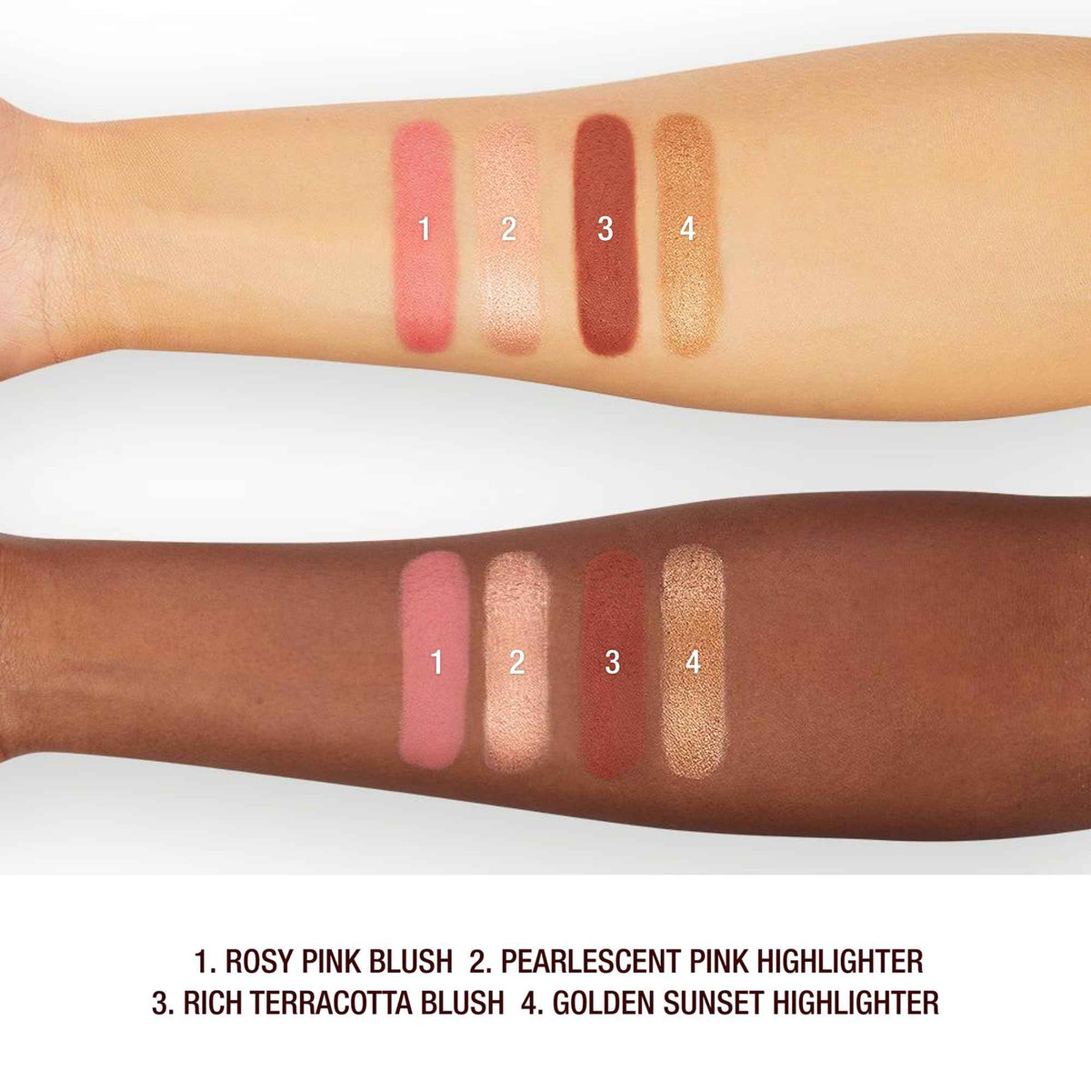 Charlotte Tilbury Mini Hollywood Blush & Glow Glide Palette, Powder Blush & Highlighter Compact, Face Makeup Duo, Travel Size Makeup Palette - Rich Terracotta Blush/Golden Sunset Highlighter