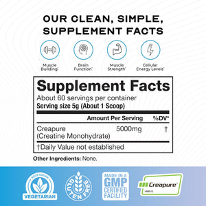 Muscle Feast Creapure Creatine Monohydrate Powder, Vegan Keto Friendly Gluten-Free, Mass Gainer, Muscle Recovery Supplement and Trusted Creatine for Muscle Growth, Creatine Powder, Unflavored, 300g Muscle Feast buy supplements Au