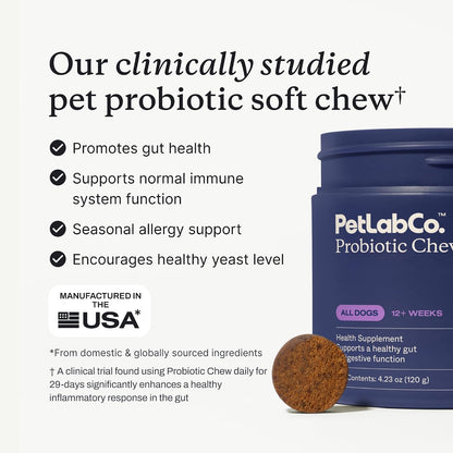 PetLab Co. – Gut & Digest Daily Duo: Pumpkin Powder Blend for Easy Digestion & Firm Stools for Small/Medium/Large Dogs & Salmon‑Flavoured Probiotic Chews to Support Gut & Immune Balance – Easy to Use