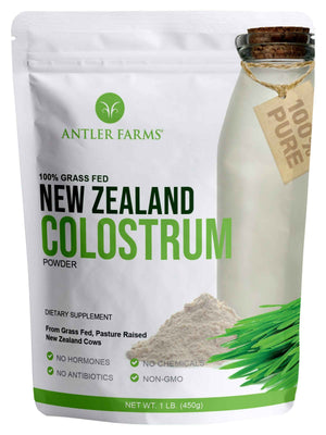 Antler Farms 100% Pure New Zealand Colostrum, 30 Servings, 1 lb - Grass Fed, Pasture Raised, Clean Sourced, Cold Processed,