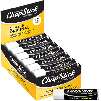 ChapStick Bulk Lip Balm, Classic Original 12-Count – Lip Moisturizer for Dry Lips, 0.15 Oz Ea