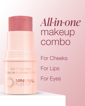 supplement products​Mineral Fusion 3-in-1 Color Stick - Hydrating Cream Blush Tint for Cheek, Lip and Eye - Natural Multi Use Makeup (Rosette) - JerryCherryUSA