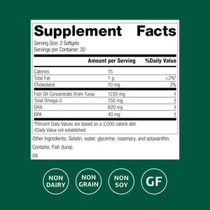 Standard Process Olprima DHA - Omega-3 Supplement for Heart & Brain Health - Gluten-Free, Non-Dairy & Non-Soy - 60 Softgels (30 Servings) Standard Process Inc.Buy Supplements Australia