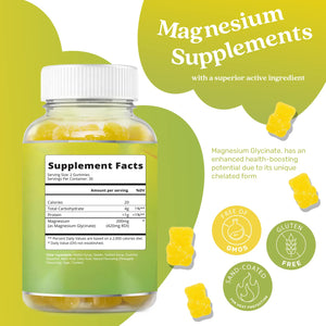 BeLive Magnesium Gummies 200mg - 60 Ct | Magnesium Glycinate Supplements for Relaxation, Stress Relief, and Sleep for Adults & Kids - Tasty and Tangy Pineapple Flavor BeLiveBuy Supplements Australia