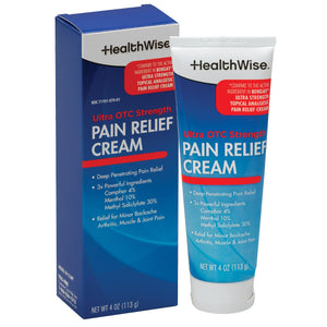 HealthWise Pain Relief Cream | Ultra OTC Strength | 4% Camphor + 10% Menthol + 30% Methly Saliclylate | Non-Greasy Formula | 4.0 Oz | Topical Analgesic HealthWiseBuy Supplements Australia