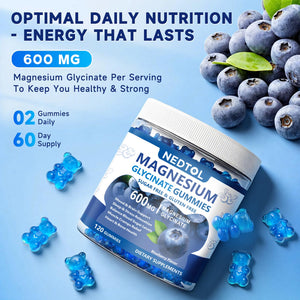 Nedtol Magnesium Glycinate Gummies 600mg, Sugar Free Magnesium Potassium Supplement for Adults with Magnesium L-Threonate, Vitamin D, B6,and CoQ10 for Sleep, Body Support and Relaxation,120 Count NedtolBuy Supplements Australia