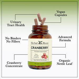 Herbal Roots Extra Strength Cranberry Pills for Women & Men with Organic Nettle | Urinary Tract Health | 60 Vegan Capsules Herbal RootsBuy Supplements Australia