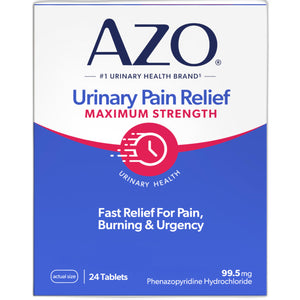 AZO Urinary Pain Relief Maximum Strength, Fast relief of UTI Pain, Burning & Urgency, Targets Source of Pain, #1 Most Trusted Brand, 24 Tablets AZOBuy Supplements Australia