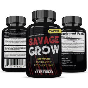 Savage Grow 742MG All Natural Advanced Men's Health Formula 60 Capsules Justified LaboratoriesBuy Supplements Australia