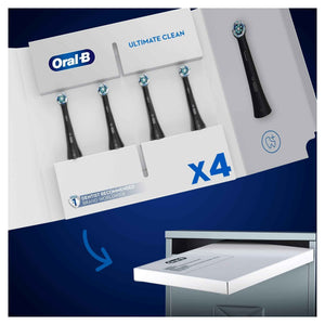 Oral-B iO Ultimate Clean Electric Toothbrush Head, Twisted & Angled Bristles for Deeper Plaque Removal, Pack of 4,