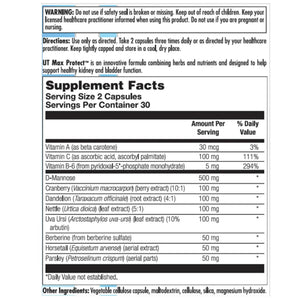 Nutra Biogenesis UT Max Protect - D Mannose Supplements for Women, Cranberry Pills for Urinary Tract Cleanse & Bladder Health, 500mg D-Mannose Per Serving - 60 Veggie Capsules Nutra BioGenesisBuy Supplements Australia