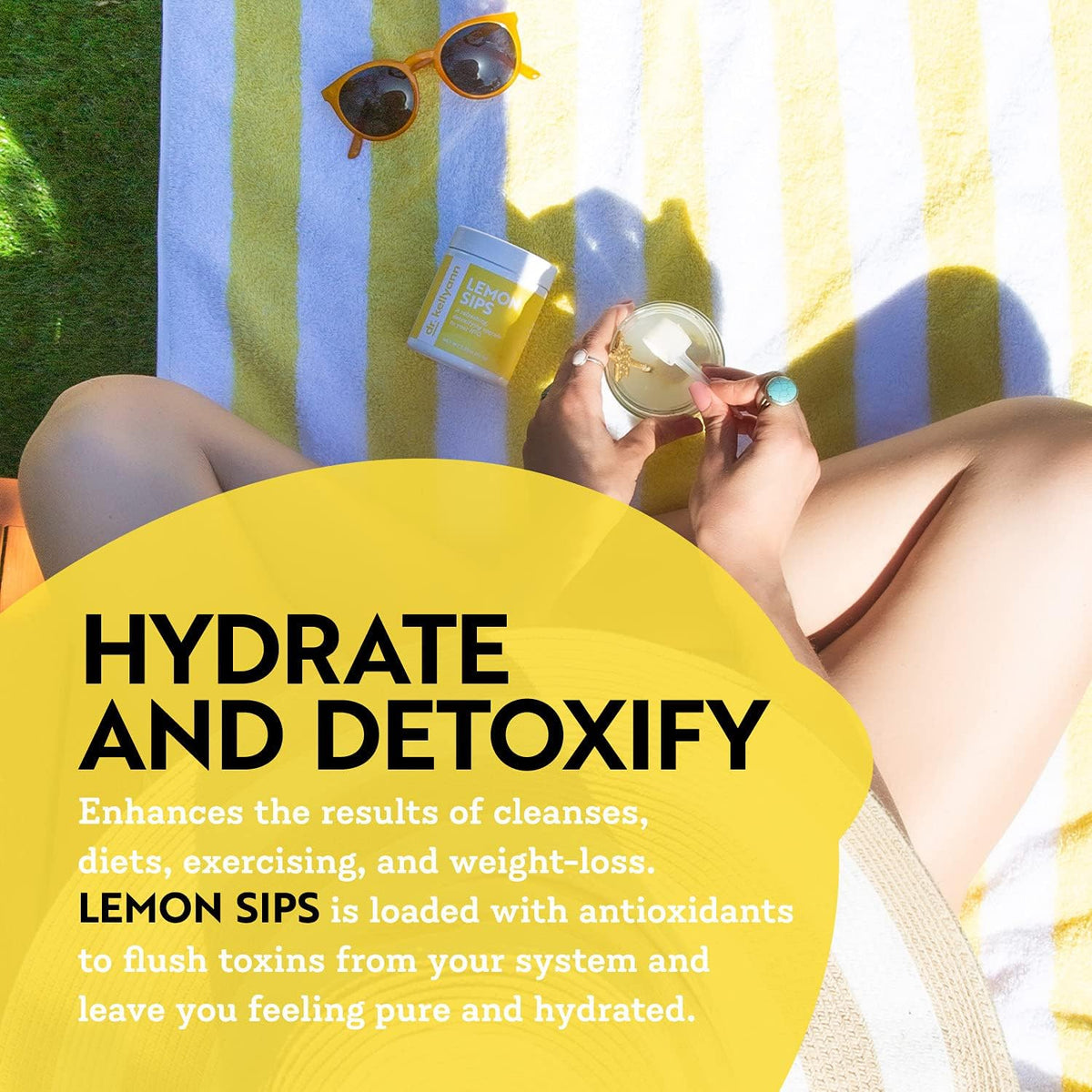 Dr. Kellyann Lemon Sips, Citrus Drink Mix (21 Servings) Rehydrate, Detox, Revitalize, Sugar Free, Fat Free, Non GMO, Hydrates and Firms Skin (Lemon)