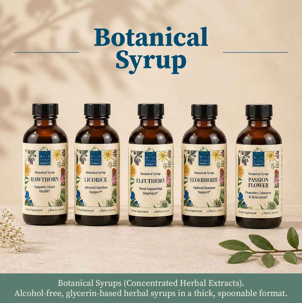 Wise Woman Herbals Hawthorn Botanical Syrup, Alcohol-Free Hawthorn Berry Solid Extract 4:1, Promotes Healthy Circulation, Antioxidant Protection, Herbal Cardiovascular Support, 4 Fl Oz