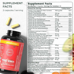 Primal Harvest Women+, Woman's Multivitamin Vitamin A, Vitamin C, Vitamin D and E, Vitamin B12, B6, Biotin, Zinc Supplements,1 Pack 60 Capsules Primal Harvest