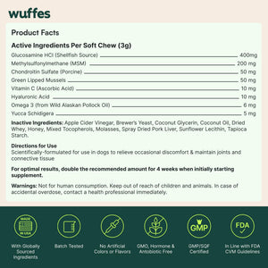Wuffes Chewable Dog Hip & Joint Supplement - Glucosamine & Chondroitin Chews - Dog Joint Supplements & Vitamins - Extended Joint Care (Small&Medium Breeds (0-65 lbs), 180 Chews (Pack of 3)) WuffesBuy Supplements Australia