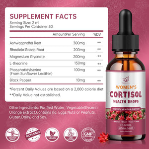 Cortisol Manager Liquid Drops, Cortisol Supplements for Women, with magnesium ashwagandha, rhodiola rosea,l-theanine,Phosphatidylserine-Promote Relaxation and Support Mood- 30 Day Vegan Supply FzjjyanaBuy Supplements Australia