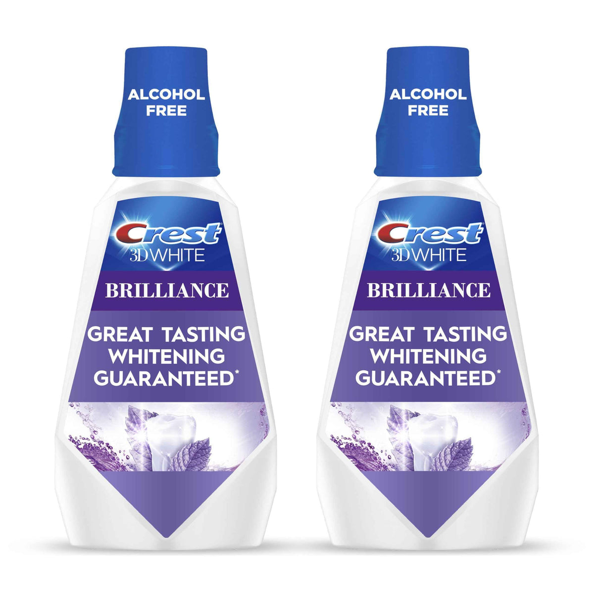 Crest 3D White Mouthwash, Teeth Whitening for Adults, 1L, 2 Pack, Alcohol Free Mouth Rinse, Breath Freshener, Antibacterial, Antiseptic,