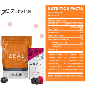 Zurvita - Zeal for Life Wellness Drink Mix - Wild Berry (Classic) Flavor - Gluten-Free, Vegan, with Vitamins and Minerals - 10 Single Packets ZurvitaBuy Supplements Australia