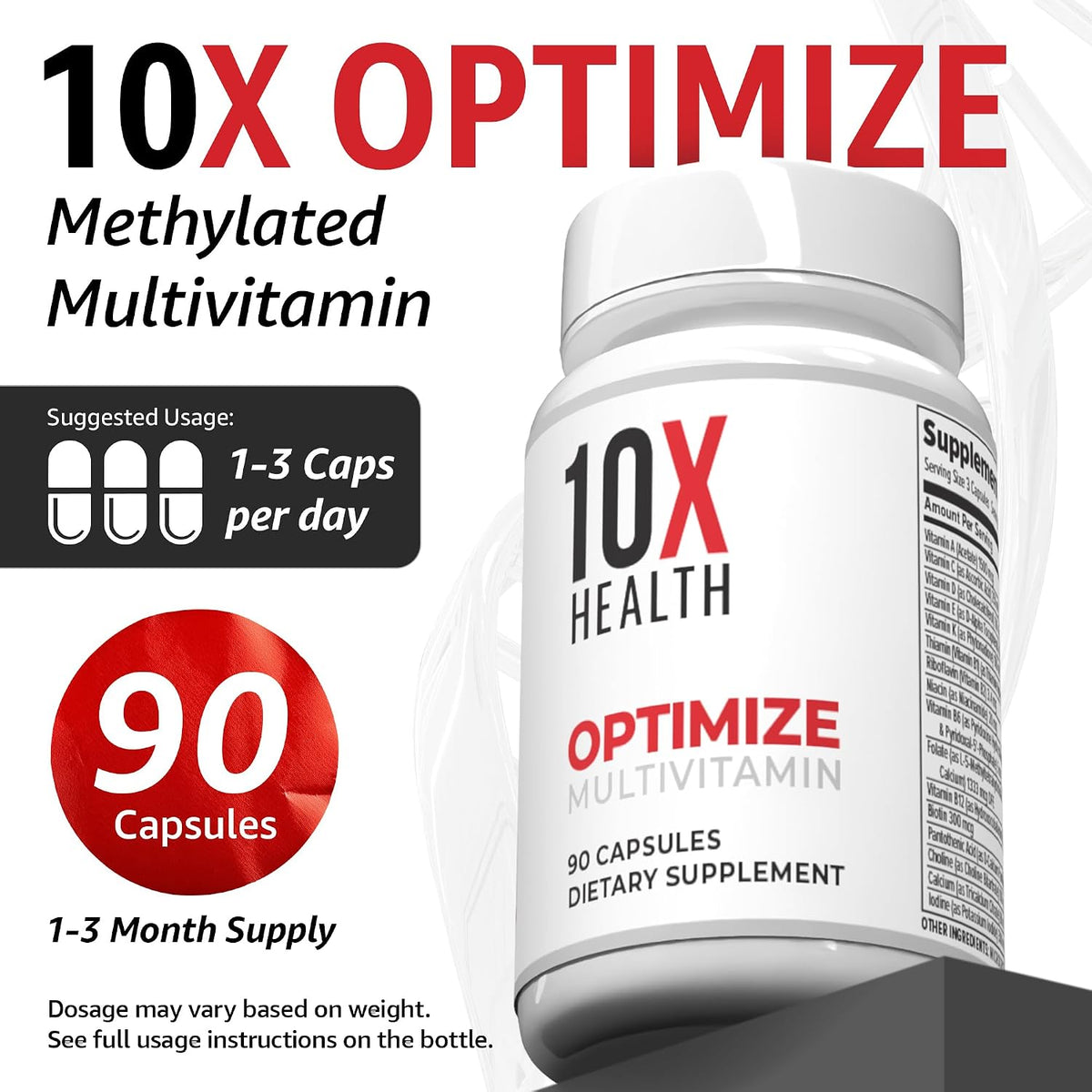 10X Health Methylated Multivitamin - Daily + Calm Kit | Multinutrient Capsules + L-Theanine & GABA Liquid Drops, 2-Pack Bundle