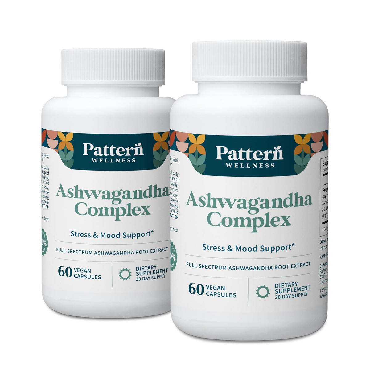 Pattern Wellness Ashwagandha Complex Supplement – 60 Vegan Capsules | For Men & Women – Organic KSM-66® & Black Pepper Extract – Supports Stress Response & Energy Balance – Non-GMO