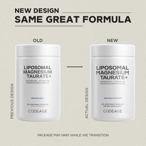 Codeage Liposomal Magnesium Taurate+ Supplement - Magnesium Taurate, Vitamin B6 as Pyridoxal 5-Phosphate, 2-Month Supply - Liposomal Delivery, Vegan, Non-GMO, Gluten-Free, 120 Capsules CodeageBuy Supplements Australia