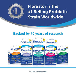 Florastor Probiotics for Digestive and Immune Health, 30 Capsules, Probiotics for Women & Men, Helps Flush Out Bad Bacteria, Boosts The Good with Our Unique Strain Saccharomyces Boulardii