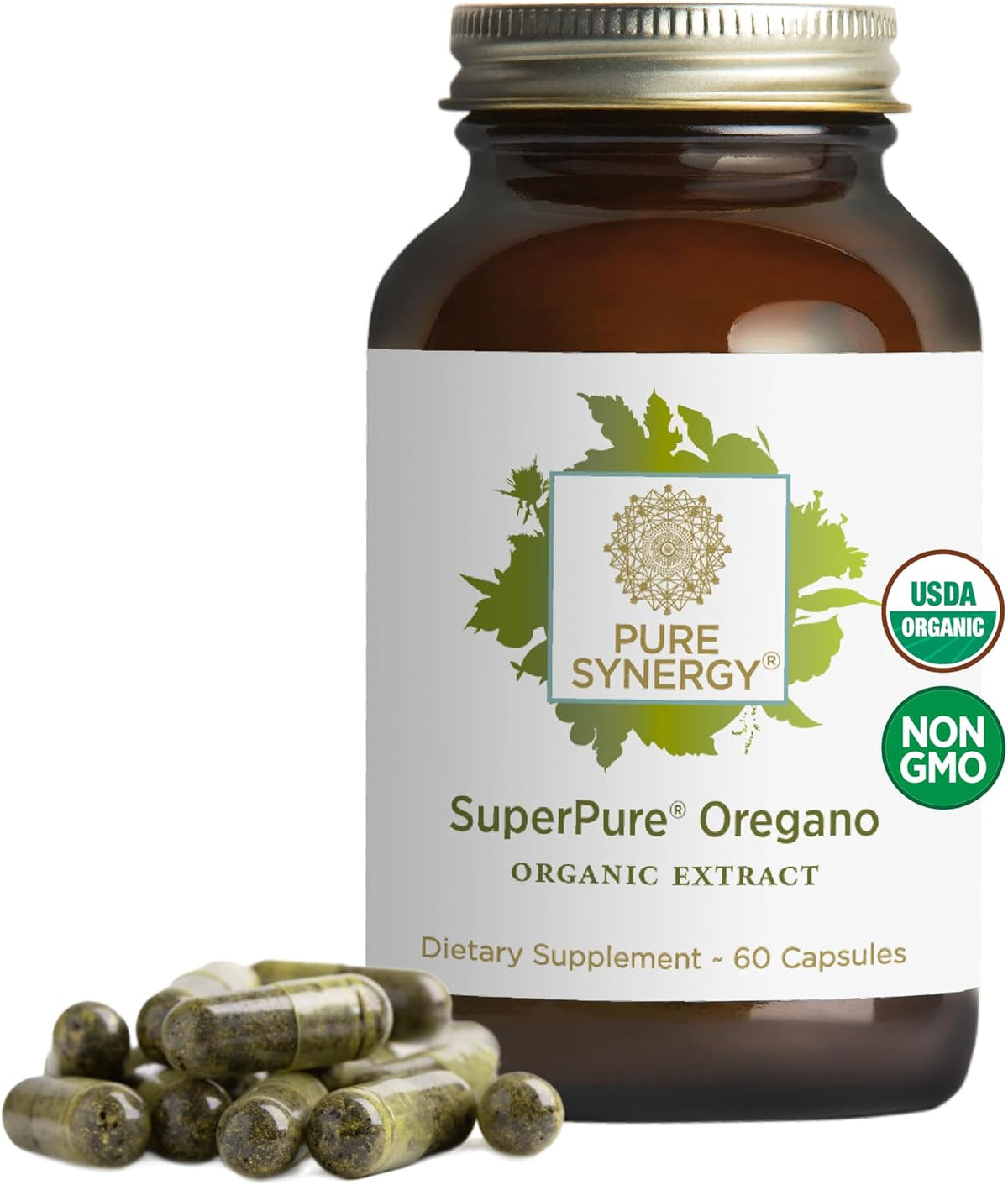PURE SYNERGY SuperPure Oregano Extract | Oregano Oil Extract Capsules | Organic Oil and Leaf Supplement | for Immune, Digestive, and Respiratory Health (60 Capsules)