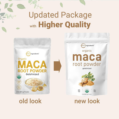 Micro Ingredients Organic Maca Root Powder, 2 Pound, Gelatinized for Better Absorption, Rich in Antioxidants, No GMOs, Vegan Friendly and Peru Origin