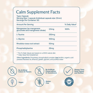 BodyBio Calm - Natural Stress Relief Blend with Rhodiola, Glycine & Phosphatidylserine - Supports Relaxation, Mental Focus & Balanced Cortisol - Non - Drowsy Formula BodyBioBuy Supplements Australia