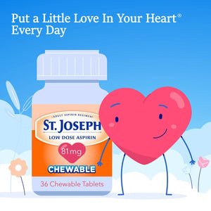 St. Joseph Aspirin Pain Reliever (NSAID) 81mg, Chewable Orange Tablets, Adult Low Dose Regimen, 36 ct St. JosephBuy Supplements Australia