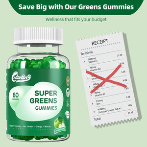 Multivitamin Super Greens Gummies - Daily Vegan Gummy Vitamins for Women, Apple Flavor | Organic Blend with Vitamin C, Turmeric, Zinc, Immune Support, Energy Booster, Metabolism | 60 Count CNDANTINGBuy Supplements Australia