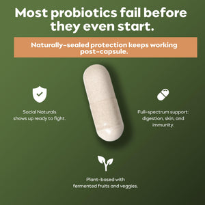 supplement products​Social Naturals Daily Probiotic Capsules for Gut Health & Bloating | Bifidobacterium | Multi-Strain with Prebiotic + Postbiotic | 20 Billion CFU | Vegan | 30 Capsules - JerryCherryUSA