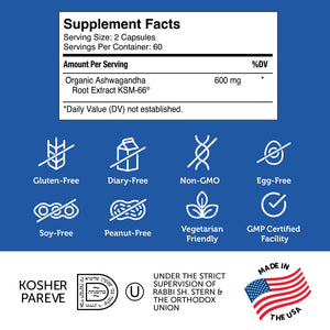 Zahler Ashwagandha Capsules, KSM-66 Aswhagandha 600mg Supplement, Relaxation and Stress Support, Kosher, 60 Capsules ZahlerBuy Supplements Australia