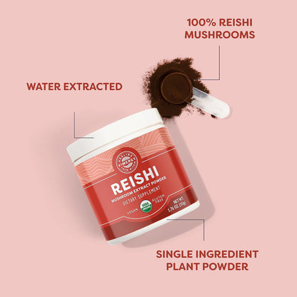 Vimergy Reishi Powder – Superfood Cellular Support* – Benefits Immune Health* – USDA Certified Organic, Vegan, Paleo-Friendly, Gluten-Free – 33 Servings