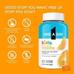 One A Day Kids Multivitamin with Probiotic, Multivitamin Gummies, Kids Probiotic for Digestive Health, Gummy Vitamins ONE A DAY