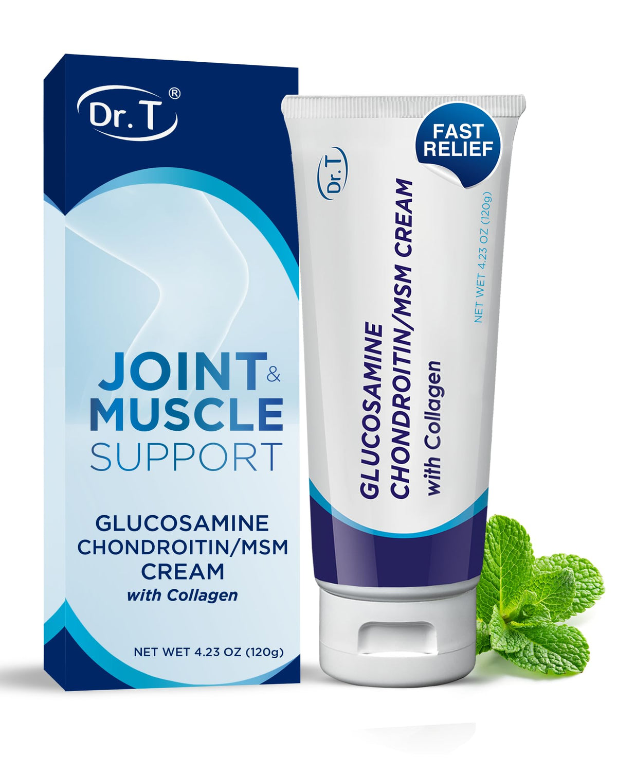 Dr. T Glucosamine Chondroitin Cream - Premium Formula with MSM and Collagen for Joint and Muscle Discomfort - Maintains Joint Strength, Flexibility & Muscle Mobility - 4.23 oz / 120g (1 Pack) Dr. TBuy Supplements Australia