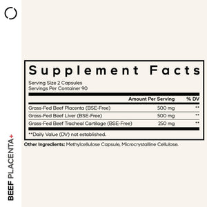 Codeage Grass-Fed Beef Placenta Supplement - Bovine Placenta – Pasture-Raised, Grass-Finished, Undefated, Desiccated - Non-GMO - 180 Capsule CodeageBuy Supplements Australia