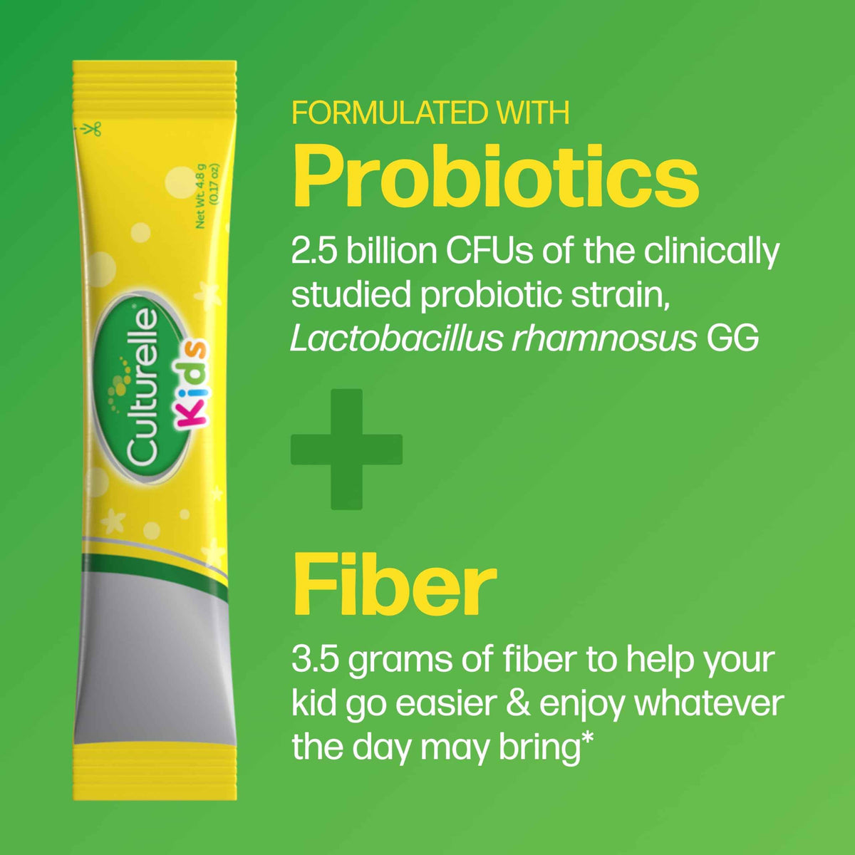 Culturelle Kids Probiotic + Fiber Packets (Ages 3+) - 24 Count - Digestive Health & Immune Support - Helps Restore Regularity (Packaging may vary)