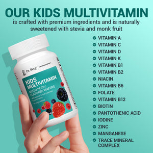 Dr. Berg Kids Chewable Multivitamins (NOT Sweetened w/Sugar) - Daily Multivitamin for Kids that Includes 20 Nutrients & Trace Mineral Complex - Mixed Berry Chewable Vitamins for Kid - Red Wafers Dr. Berg NutritionalsBuy Supplements Australia