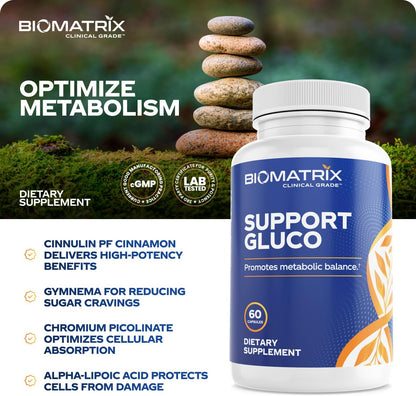 BioMatrix Metabolism Supplement for Men and Women, Cinnamon, Gymnema, Lipoic Acid, Vanadyl Sulfate, Chromium Picolinate, Bitter Melon (60 Capsules)
