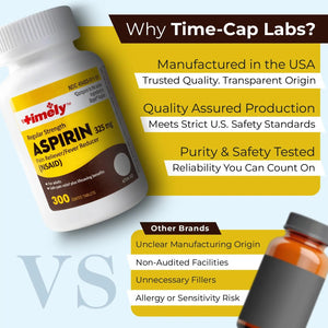 TIME-Cap-Labs 300 Count Regular Strength Aspirin 325mg for Adults - Compared to Bayer - Coated Regular Strength Aspirin Tablets - Pain Reliever for Minor Aches and Pains TIME-CAP LABS, INC.Buy Supplements Australia